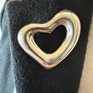 Vintage Solid Sterling Silver Heart Brooch, 925